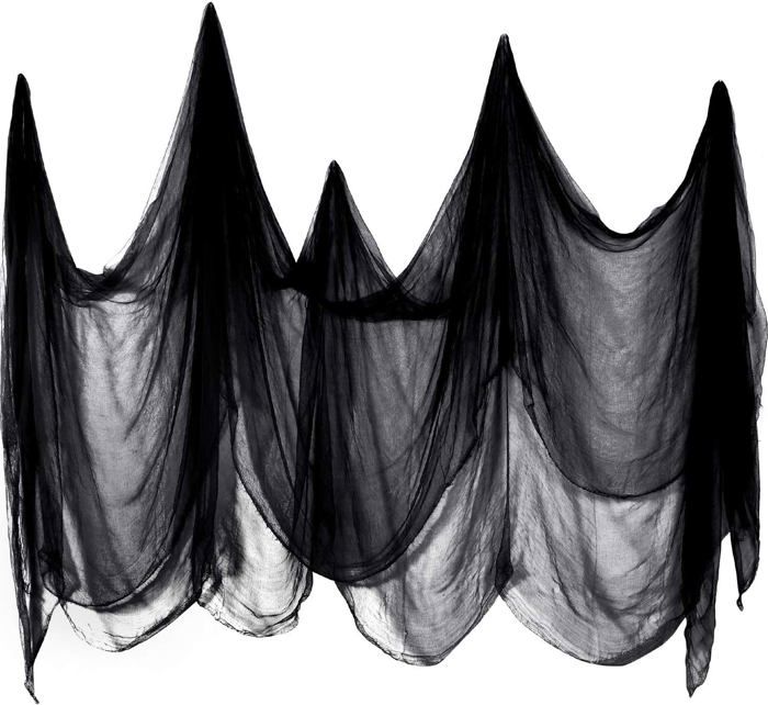 Tissu Décoration Halloween 600x215 Cm Avec Araignées Et Coton Araignée - Pour Maison Hantée, Intérieur/extérieur