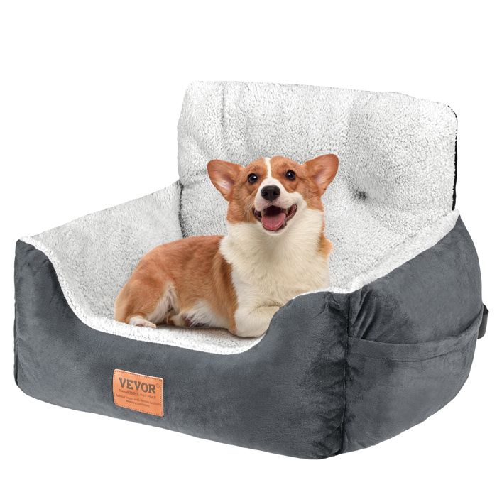 Siège Auto pour Chiens Petits 9 kg-VEVOR-Lit pour Animal de Compagnie-Laisse de Sécurité à Clipser-Gris Foncé