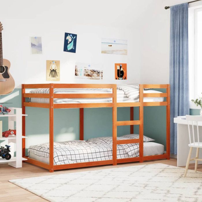vidaXL Lit Superposé Lit Mezzanine pour Enfant Lit Surélevé Meuble de Chambre à Coucher Moderne Cire Marron 90x190 cm 3214875 vidaXL Lit Superposé Lit Mezzanine pour Enfant Lit Surélevé Meuble de Chambre à Coucher Moderne Cire Marron 90x190 cm 3214875