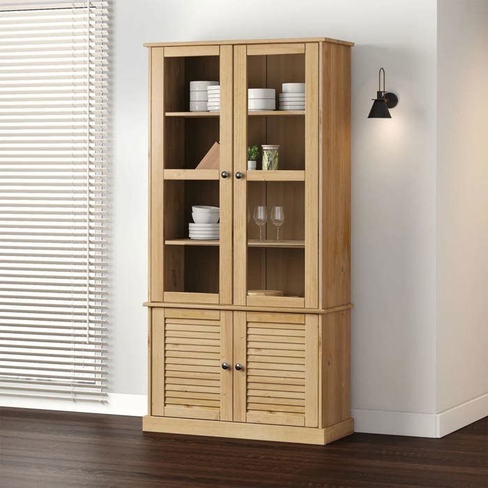 vidaXL Vitrine en verre VIGO 85x35x170 cm bois massif de pin armoire armoire avec portes vitrées vitrine avec portes 353193