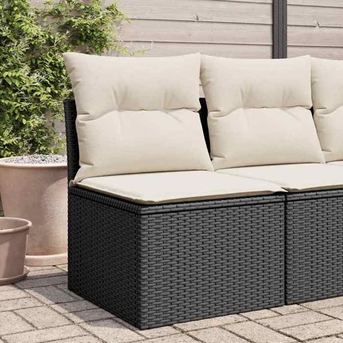 vidaXL Canapé de Jardin avec Coussins 2 Places Siège avec Dossier Meuble de Patio Arrière-cour Terrasse Extérieur Noir 365996