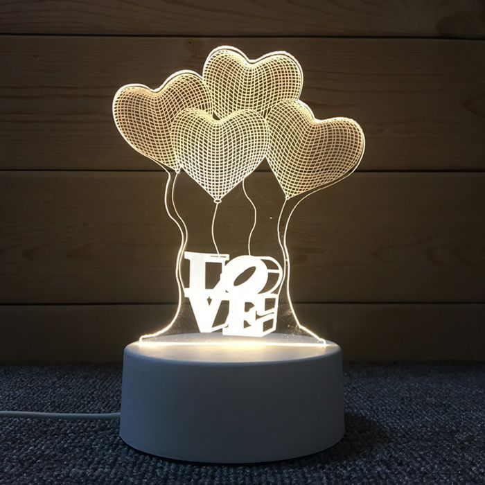 Lampe de Chevet - Illusion 3D - LED - 7 Couleurs - Rechargeable USB - Design Contemporain
