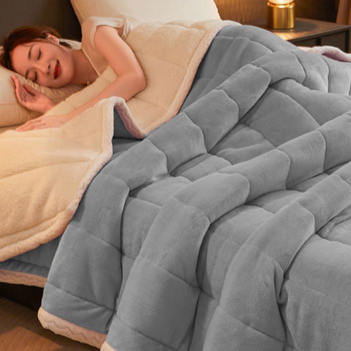Couverture polaire pour lit double 200cmX230cm Couverture dhiver douce et chaude en flanelle Gris LINGE DE LIT / COUETTE