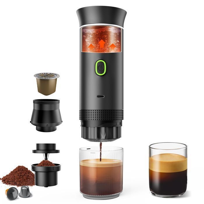 4 Pcs Cafetière Portable - TANBABY - Expresso - Compatible Capsules et Café Moulu - 15 Bars - 2500 mAh