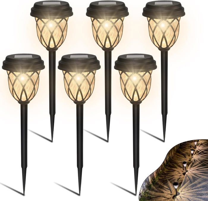 Lampe Solaire Exterieur 6 Pièces Eclairage Exterieur Solaire Automatique Lumiere Solaire Exterieur Jardin Étanches pour