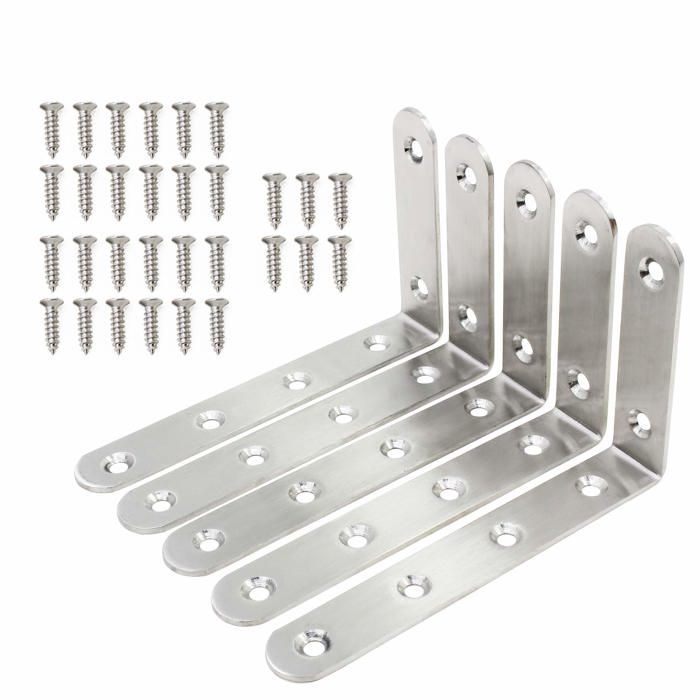 Support D'angle En L En Acier Inoxydable – équerre De Fixation Avec Vis, Renfort