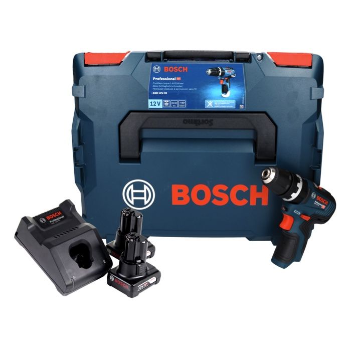Bosch GSB 12V 35 Professional Perceuse visseuse à percussion sans fil 35 Nm Brushless 12V + 2x Batteries 6 0 Ah + Chargeur + Coffret Boxx - vue 2
