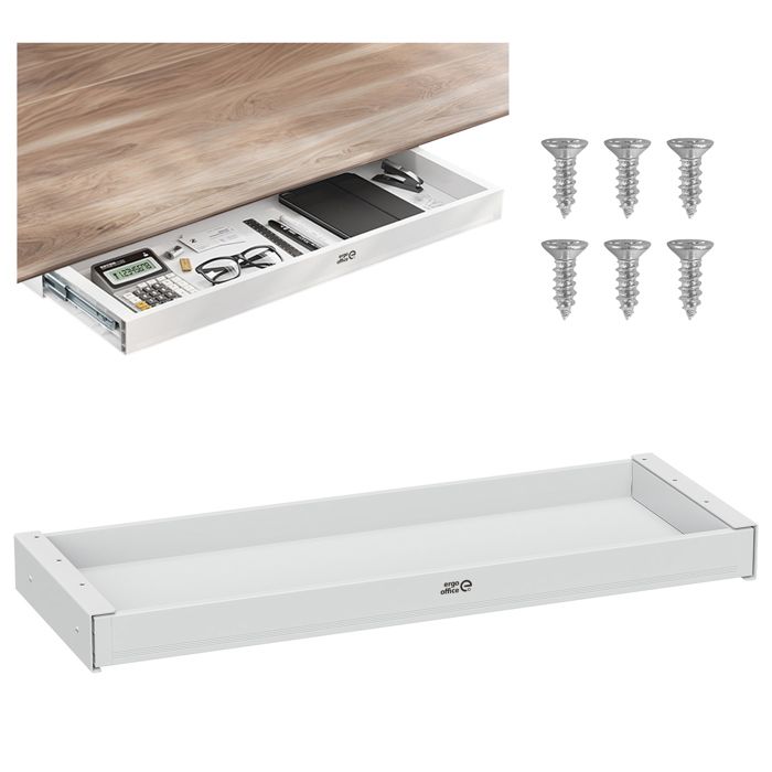Ergo Office - Tiroir de bureau - tiroir de meuble à base plate largeur 758 mm max. charge 10 kg blanc ER-302 W