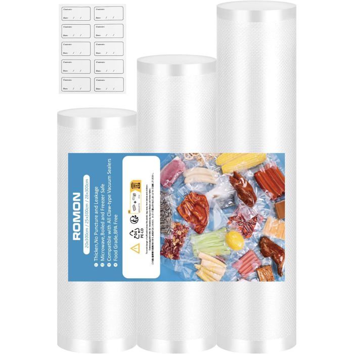 Lot De 3 Rouleaux Sous Vide 150 Microns Lacmisc Rouleau Sous Vide Alimentaire, 3 Rouleaux De 20-25-30 X 600 Cm Sac Sous Vide Pour La Respimer Sachet