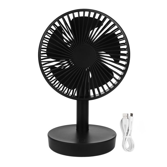 Ventilateur oscillant USB 3 vitesses 5 pales vent doux petit ventilateur de bureau personnel avec tête mobile automatique noir - Yimai