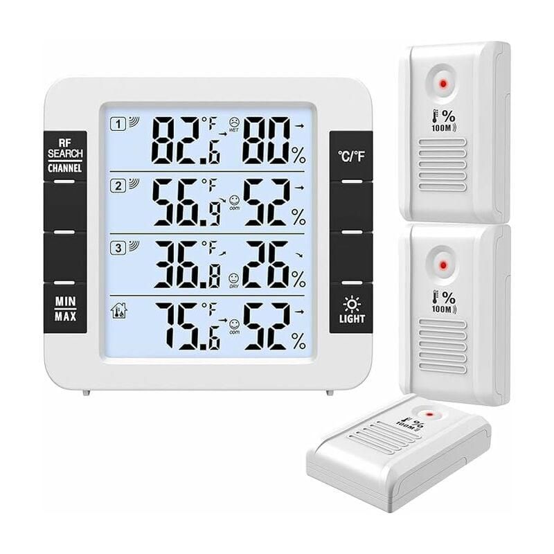 Thermomètre intérieur et extérieur thermomètre connecté avec 3 capteurs sans fil surveille lhumidité et la température YYV