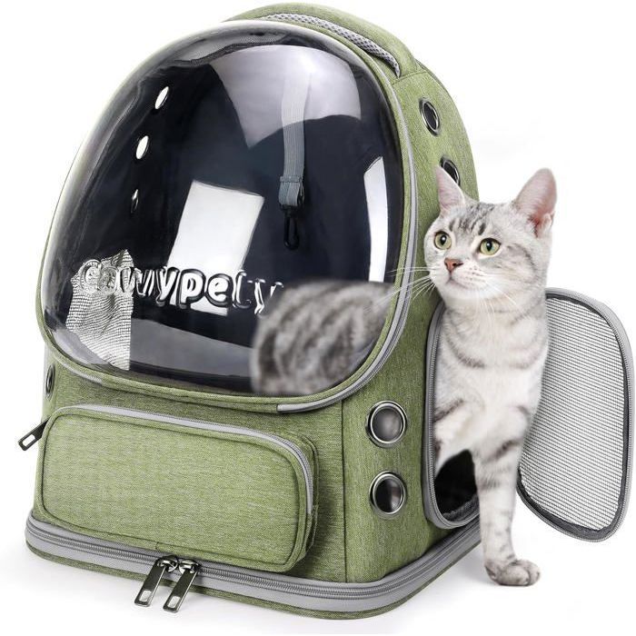 Sac à dos de transport pour chat sac de transport respirant pour chat grand espace à bullespetit chien jusquà 15 lb