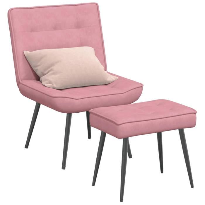 Chaise de relaxation - Fauteuil simple Grande flexibilité - avec tabouret Rose Velours DÉCOSHOP 900693 2 ans garantie