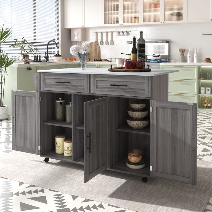 Nouveau design moderne épaissi 129 * 46 (71) * 91 5cm table à manger chariot buffet avec dessus de table pliant étagère