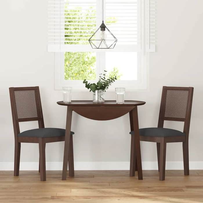 Chaises de salle à manger - vidaxl - Lot de 2 - Bois massif - 45x54x89 cm - Marron - Avec coussins - Capacité 110 kg