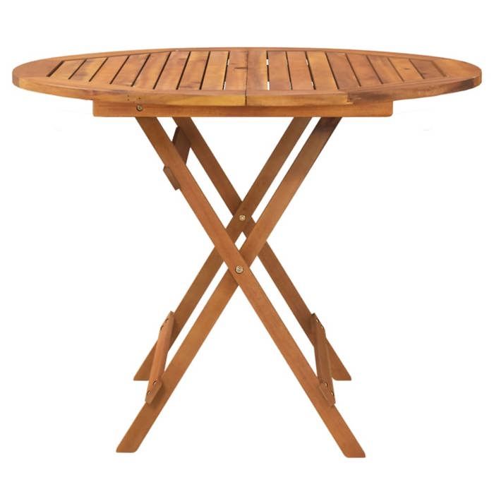 Black Friday Table pliable de jardin - BURKE - Cadre solide - Ø 90x75 cm Bois dacacia solide TTT965