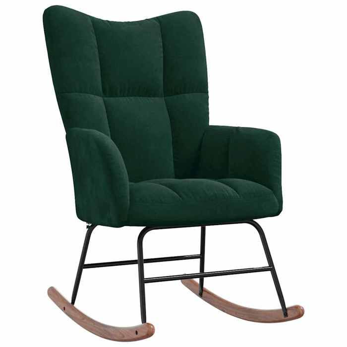 BEST-HOME Meuble de Siège - UU - Chaise à bascule - Vert foncé Velours HH1070