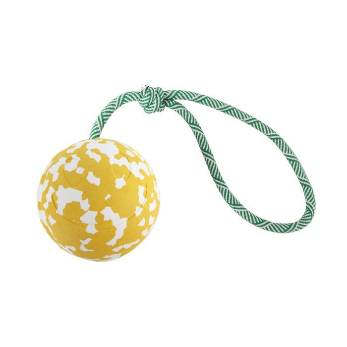 Jouet interactif pour chien - Phoesky - Biodégradable - Élastique - 6 cm - Blanc - Jaune - Anneau de traction Jouet interactif pour chien - Phoesky - Biodégradable - Élastique - 6 cm - Blanc - Jaune - Anneau de traction