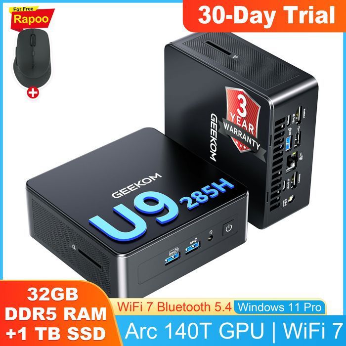 GEEKOM IT15 Mini PC IA Intel Core Ultra 9 15e Gén DDR5 & SSD GPU WiFi 7 8K Windows 11 Pro - vue 2