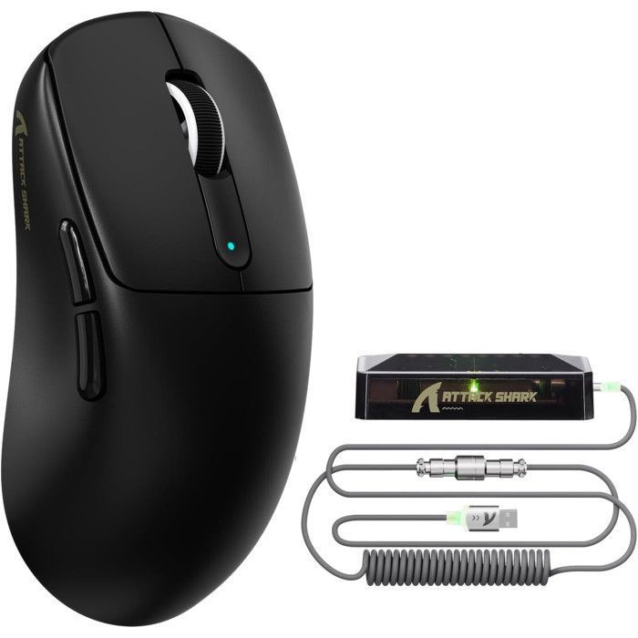 ATTACK SHARK V5 Souris Gaming sans Fil 8KHzUltra-Légère (53G) Souris de Jeu Bluetooth/24GHz/Filaire - Noir