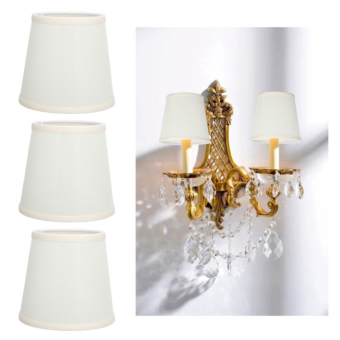 3pcs abat-jour E14 – Nosheir – tissu lin couleur beige 15×14×11cm – design moderne – pour lustre lampe murale ou table