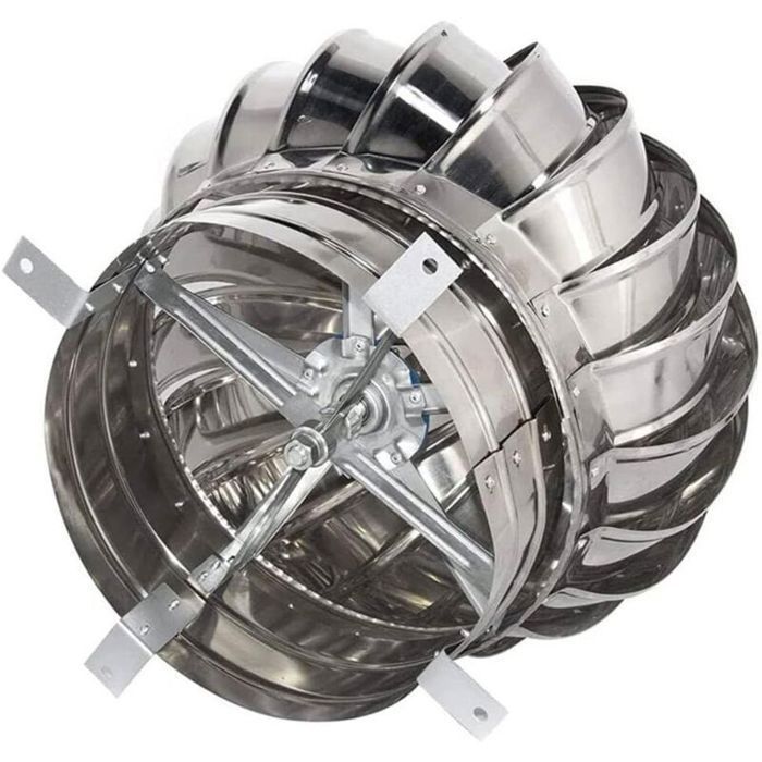 Chapeau de cheminée rotatif éolien en inox Ø 200 mm – Protection contre la pluie et lhumidité – Améliore la combustion des fumées