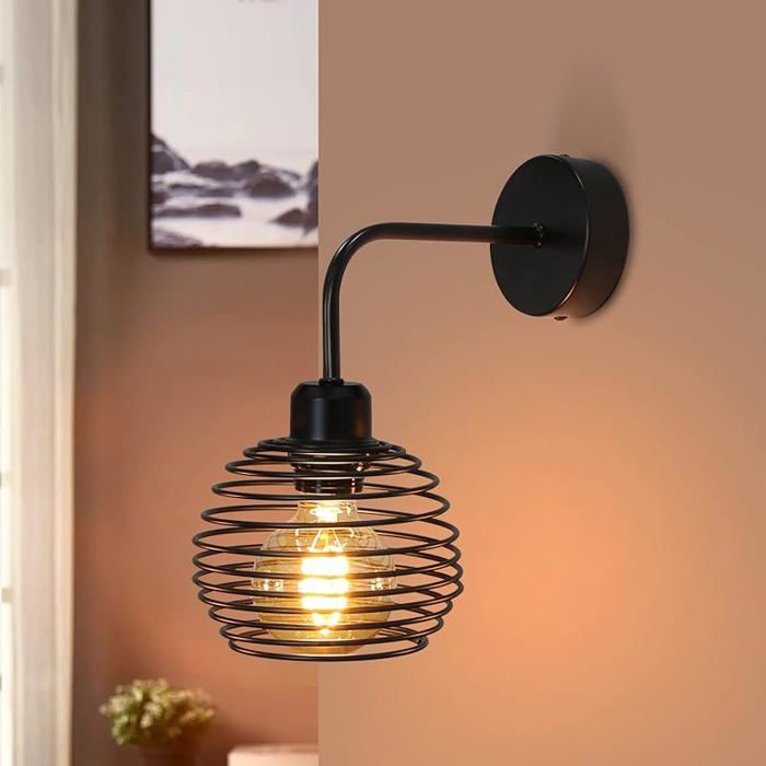 Applique Murale Vintage Industrielle Noir Lampe Murale en Métal Luminaire salon Applique Intérieure Lámpara de pared - 1 luz LUSTRE