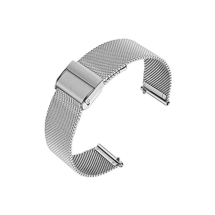 Bracelet de montre - LAHVIUU - Modèle 3 - Acier inoxydable 304 - Maille milanaise - Boucle déployante ajustable