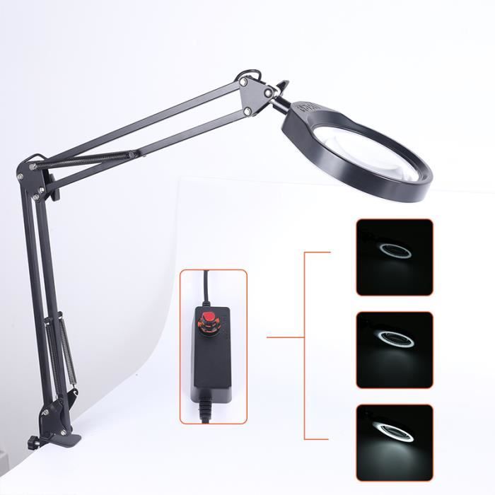 La couleur noire Loupe 10X Lampe LED Loupe Bureau Lampe de table Lampe