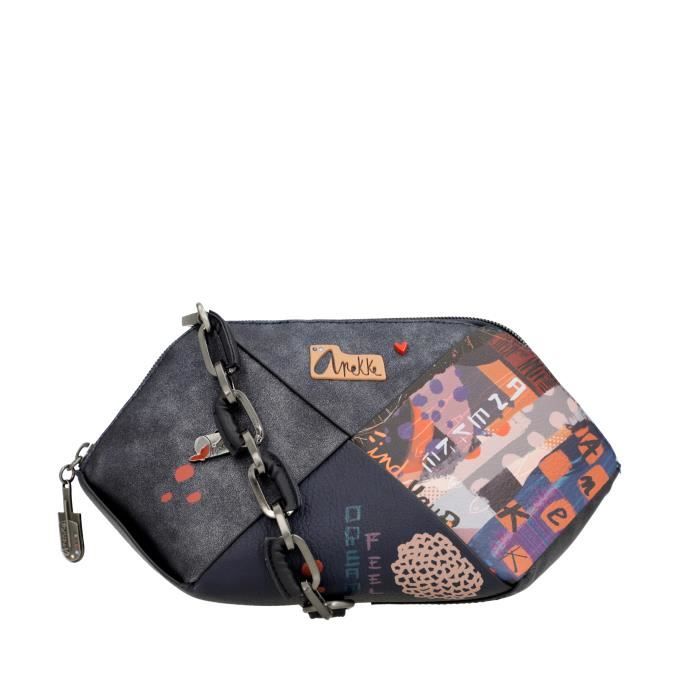 Petit Sac Bandoulière En Cuir PU Bleu – Excellent état – Occasion – Fermeture Zip