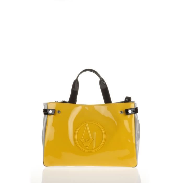 ARMANI JEANS Sac Cabas Jaune et Gris en PVC Femme Cdiscount Bagagerie Maroquinerie