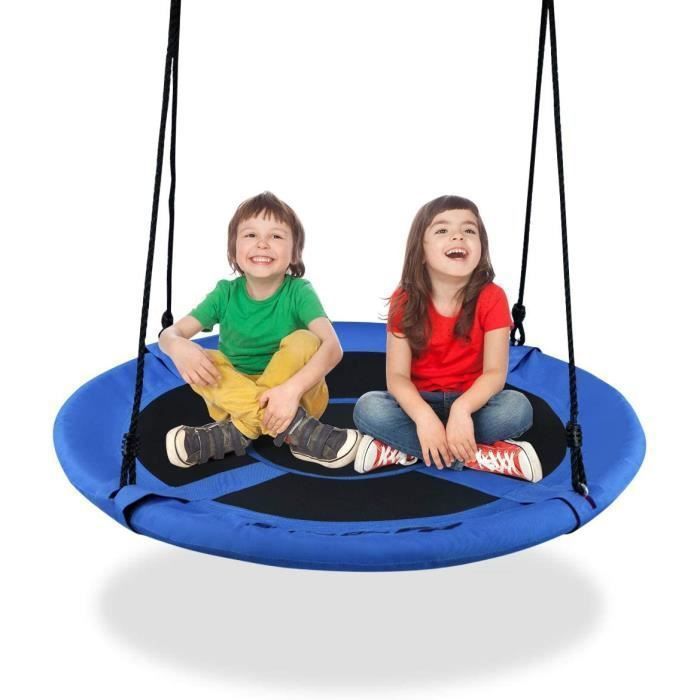 Balançoire Nid D'oiseau Rond 100 Cm - Pour Jardin, Terrasse Ou Intérieur - Jusqu'à 100 Kg - Corde Réglable