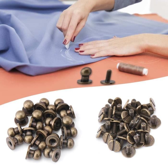 20 pcs Bouton Rivet Rond Bouton Pression Kit de Fixation pour Réparations Artisanat en Cuir Décoration Vêtements - 8*6mm