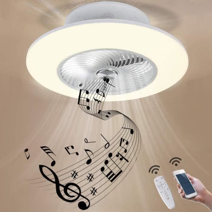 Ventilateur De Plafond LED Arc-en-ciel Avec Bluetooth Et Télécommande - 6 Pales