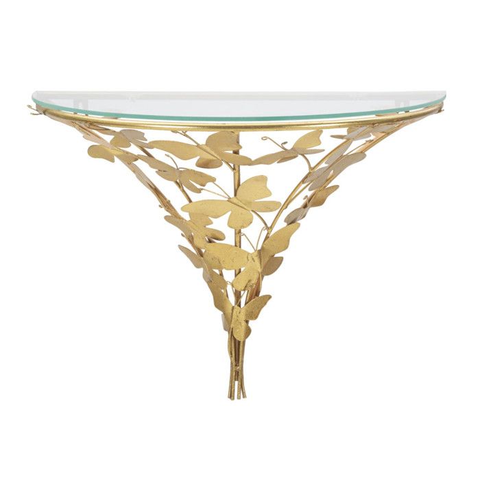 Chevet en métal et verre Butterflies 44.5 x 24.5 x 34.5 cm