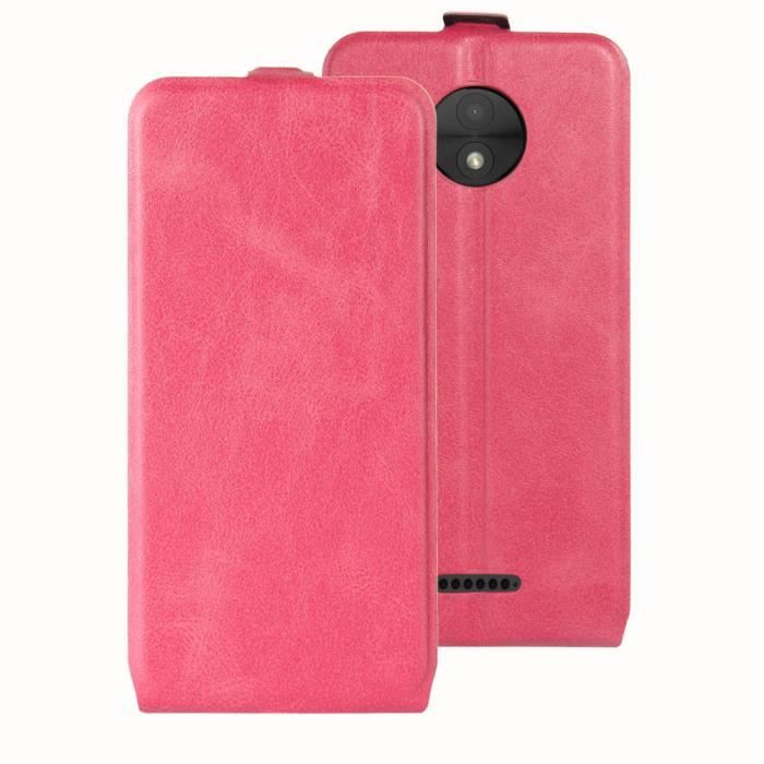 Étui Cuir Synthétique Pour Motorola Moto C LTE (Watson) – Design Fourrure, Clip Réglable – Neuf