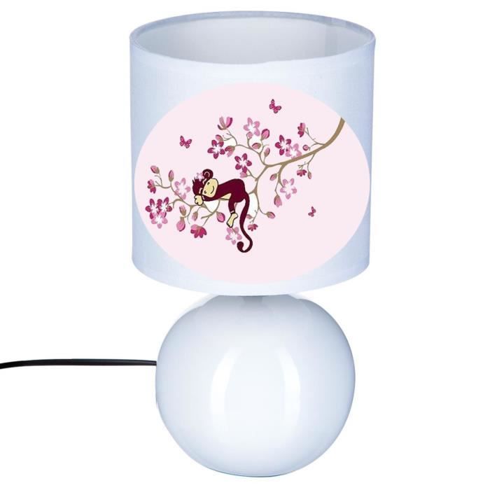 Lampe Chevet Pied Boule Enfant Fille Singe Fleurs Achat Vente