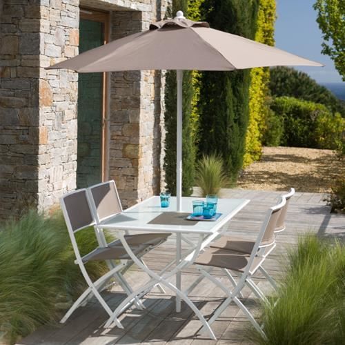 Salon De Jardin Taupe Avec Parasol Offert Achat Vente Ensemble