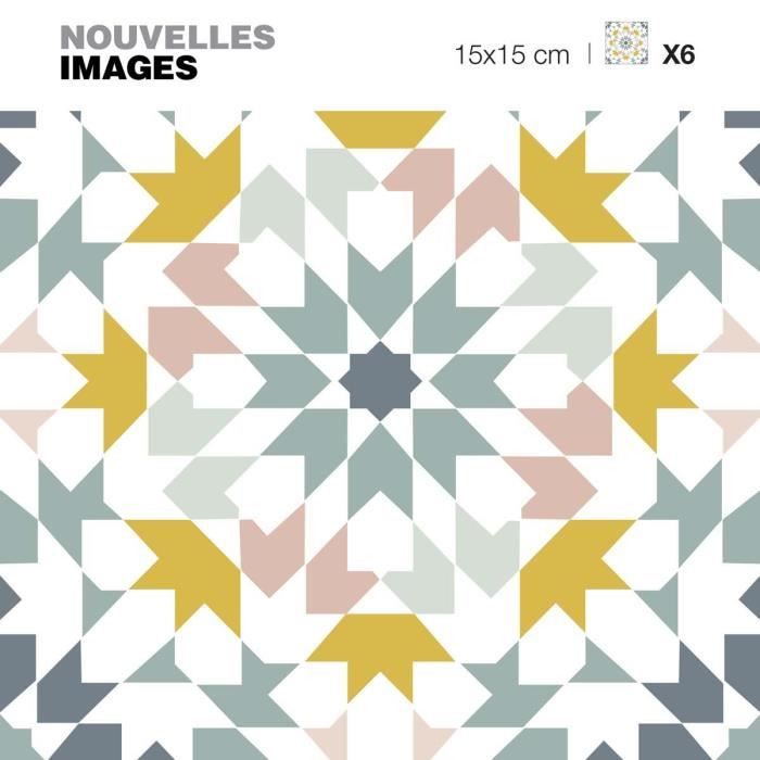 Carreau Adhesif Motif Azulejos Gris Achat Vente Papier Peint