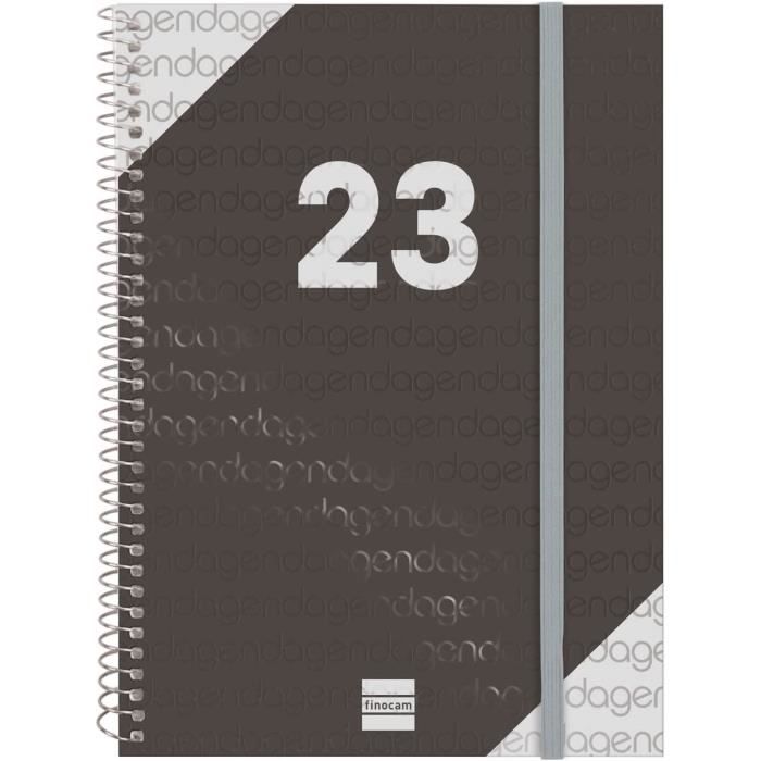Agenda Spirale Finocam 2026 - Semaine Sur 2 Pages Verticale - Couverture Rigide Bleue Avec élastique - International - 7