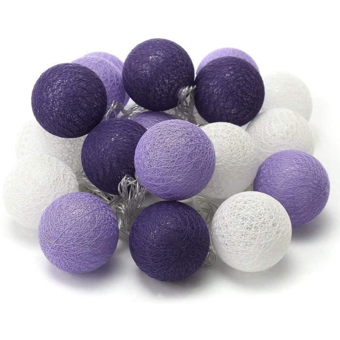 Guirlande Lumineuse - ZGEER - Boule Coton - 6M - 40 LED - Violet - Intérieur