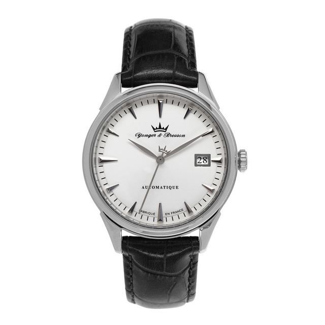 Montre Automatique Yonger & Bresson Homme Blanche Cuir Noir -