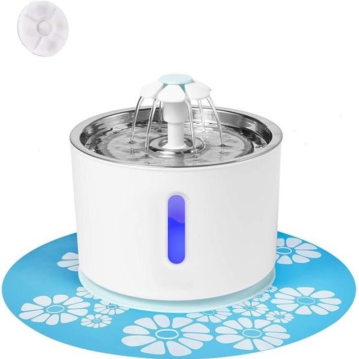 Lexlife Fontaine A Eau Potable 2 4l Fontaine Pour Chats Et Chien En Acier Inoxydable Avec Lumiere Led 3 Couches De Filtration Cdiscount Electromenager