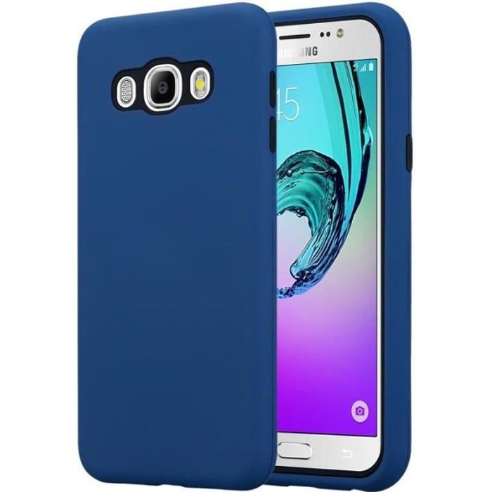 Cadorabo Coque pour Samsung Galaxy J7 2016 en Classy Bleu FONCÉ Housse Protection avec Fermoire Magnétique Portefeuille Etui Poche Folio Case Cover Stand Horizontal et Fente Carte 