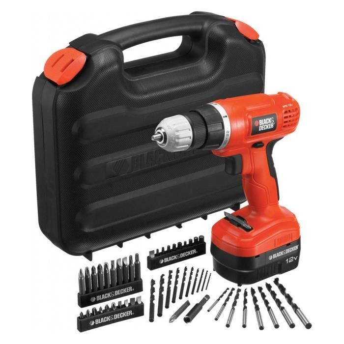 Black & Decker EPC12CAKA50 Perceuse visseuse 12V Embouts, Forets et Coffret Cdiscount Bricolage