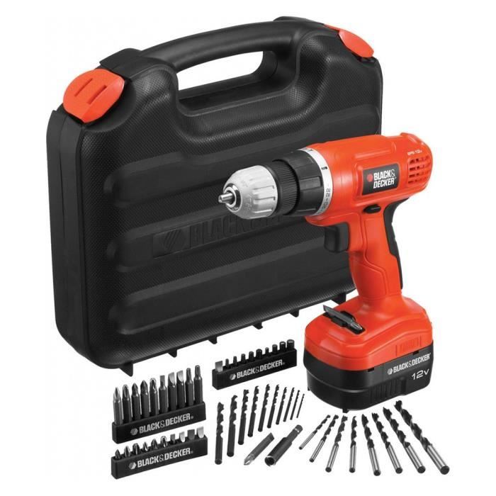 Black & Decker EPC12CAKA50 Perceuse visseuse 12V Embouts, Forets et Coffret  - Cdiscount Bricolage