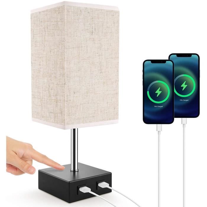 salon B Beige avec Ports Usb blanc chaud table basse et bureau moderne Lovebay Lot de 2 lampes de chevet tactiles 3 niveaux de luminosité réglables lampe de chevet rétro pour chambre à coucher 
