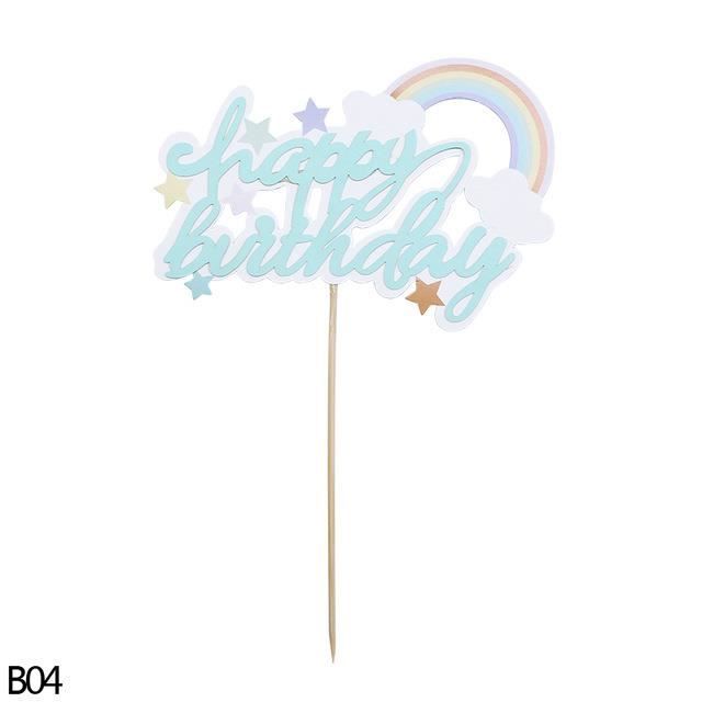 Decoration De Gateau D Anniversaire Ornement De Cupcake Arc En Ciel Mignon Accessoires D Anniversaire Pour Enfants 2 Bleu Cdiscount Maison