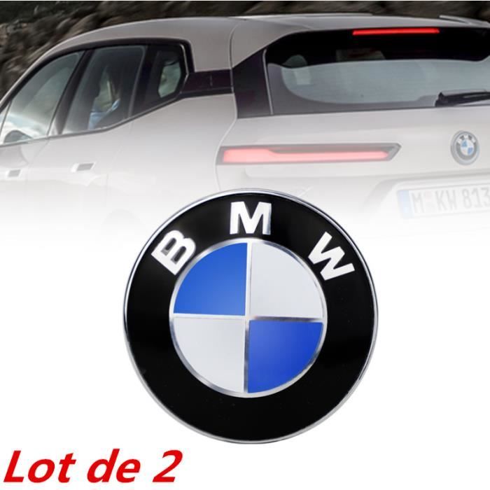 Logo emblème Anagramme compatible avec BMW 74 mm arrière coffre voiture bleu - blanc (Lot de 2)