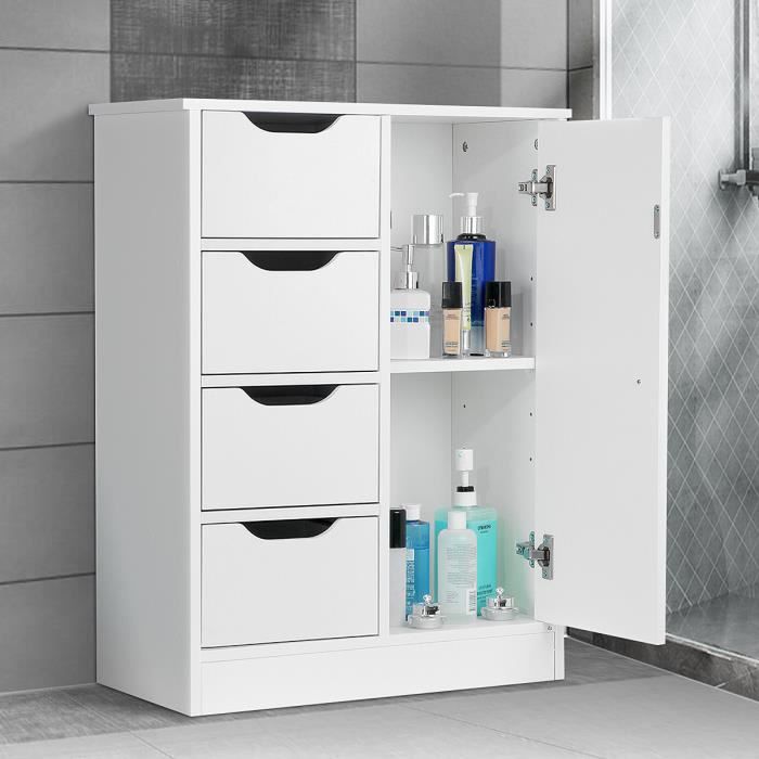 Meuble Salle de Bain Armoire de Rangement avec 4 tiroirs et 1 Portes -  Cdiscount Maison